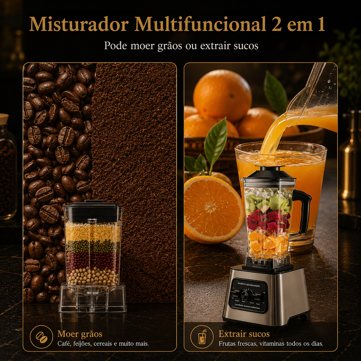 Liquidificador TKKEACE 6000W – 2.5L, 4 Lâminas, para Gelo, Frutas e Frutos Secos