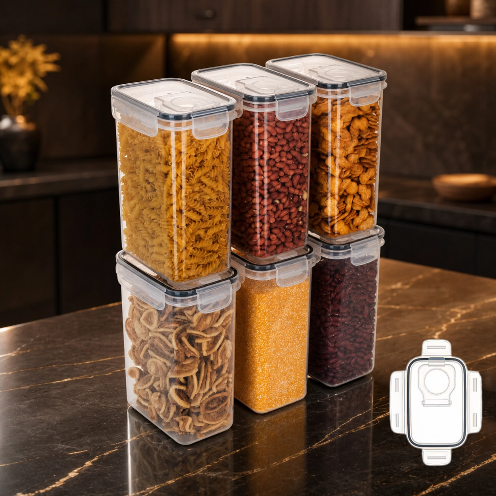 Airtight Food Storage Containers with Lids – Stackable, for Flour, Sugar and Cereal