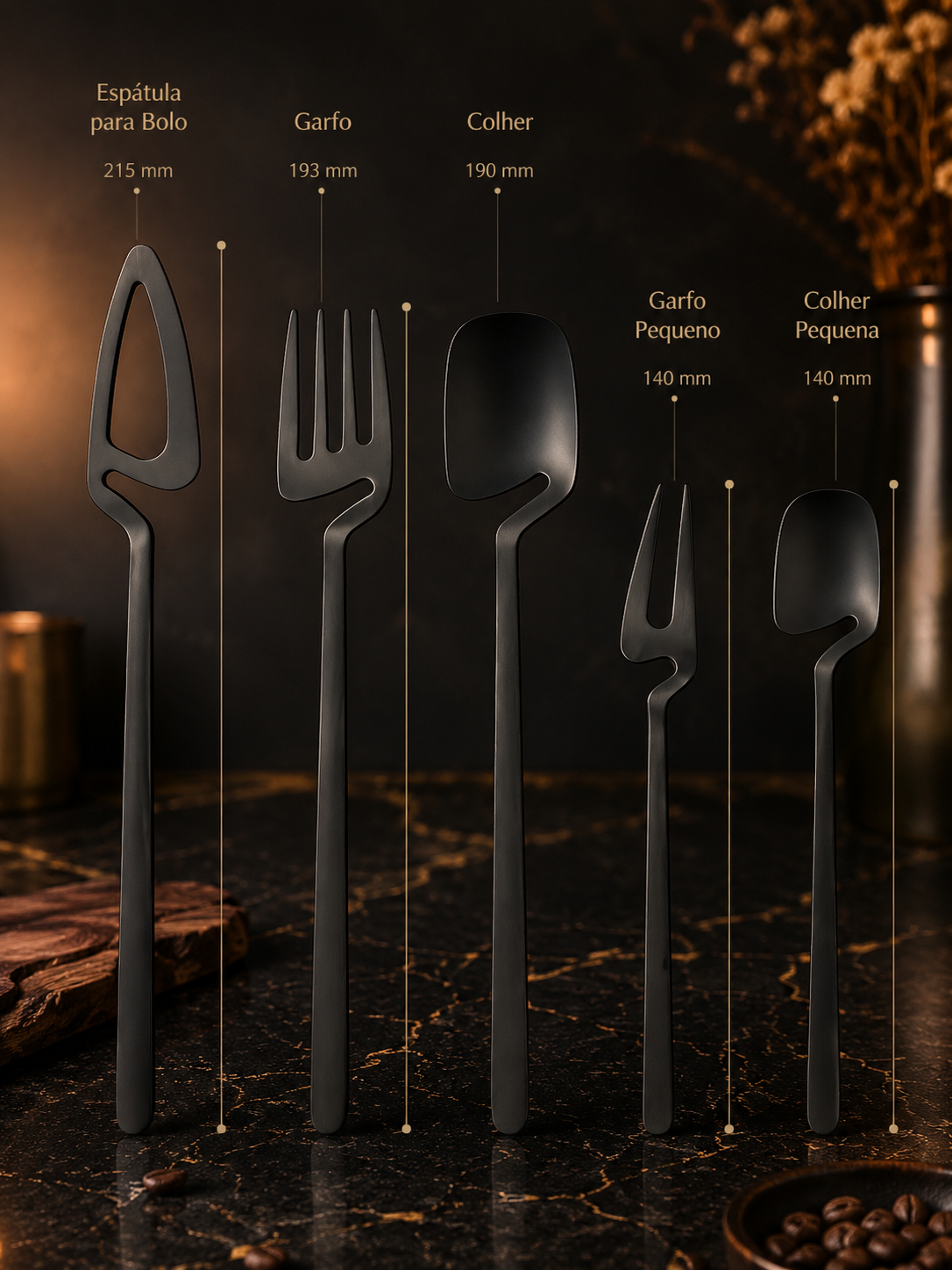Matte Black Stainless Steel Cutlery Set - 20/30/40 Pieces, Knife, Fork, Spoon