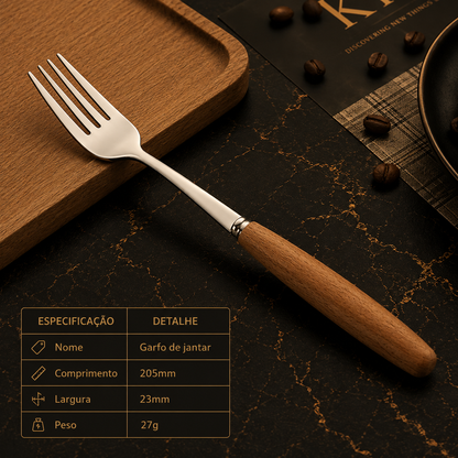 Western Stainless Steel Cutlery with Beechwood Handle – Knife, Fork, Spoon Set