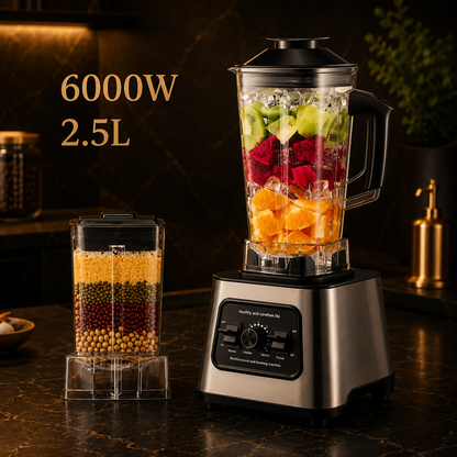 Liquidificador TKKEACE 6000W – 2.5L, 4 Lâminas, para Gelo, Frutas e Frutos Secos