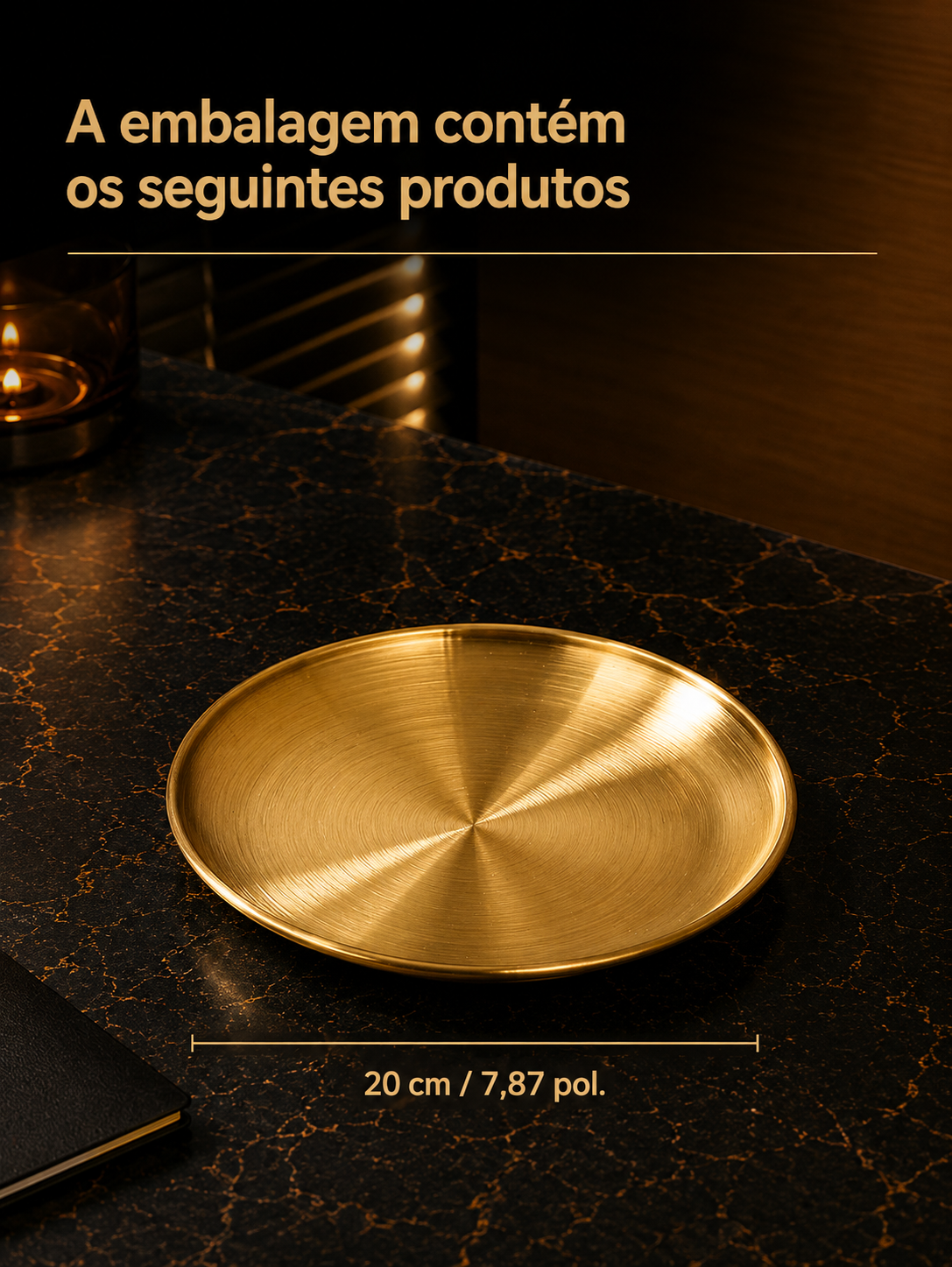 Thickened Stainless Steel Golden Round Plate – Flat Bottom, for Fruit, Cake, BBQ, and Desserts
