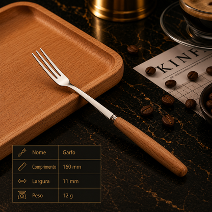 Western Stainless Steel Cutlery with Beechwood Handle – Knife, Fork, Spoon Set