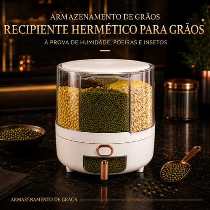 360° Rotating Organizer with 6 Compartments – Airtight, for Cereals, Rice and Sweets