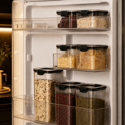 Recipientes Herméticos Transparentes – Grande Capacidade, Resistente à Humidade