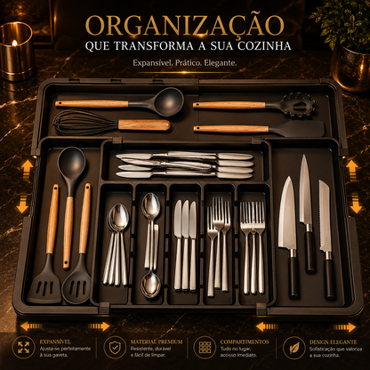 Organizador de Talheres Expansível – Ajustável, 6-9 Compartimentos