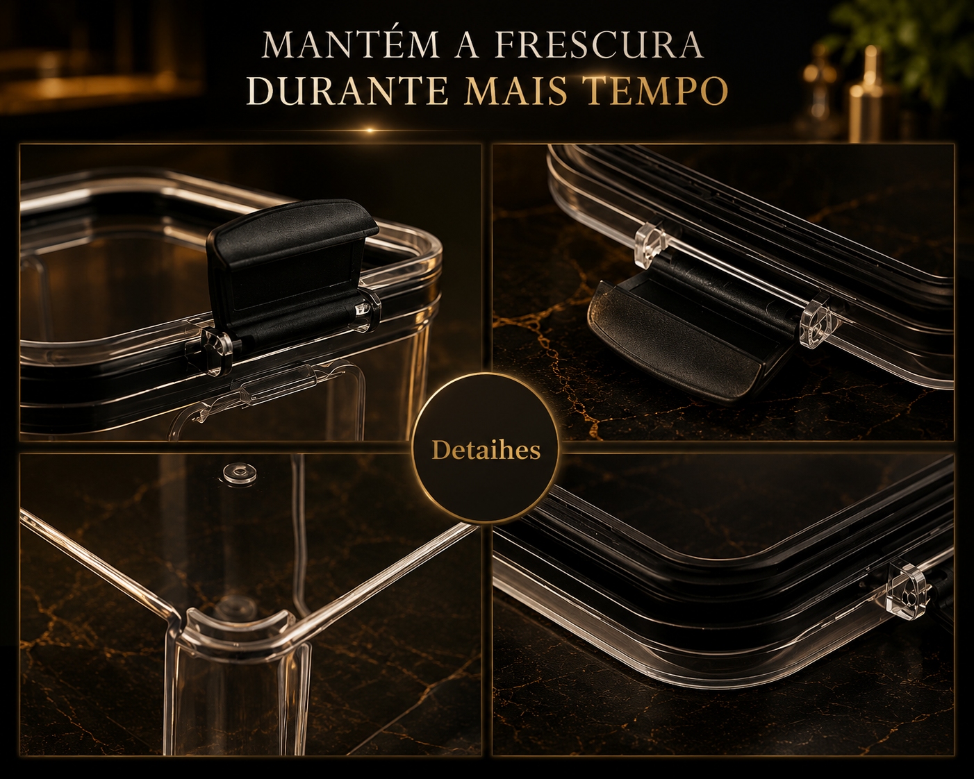 Recipientes Herméticos Transparentes – Grande Capacidade, Resistente à Humidade