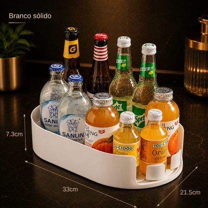 Caixa de Armazenamento Rotativa 360º para Frigorífico, Organizador Multifuncional de Especiarias, Bandeja Simples para Bebidas para Bancada de Cozinha