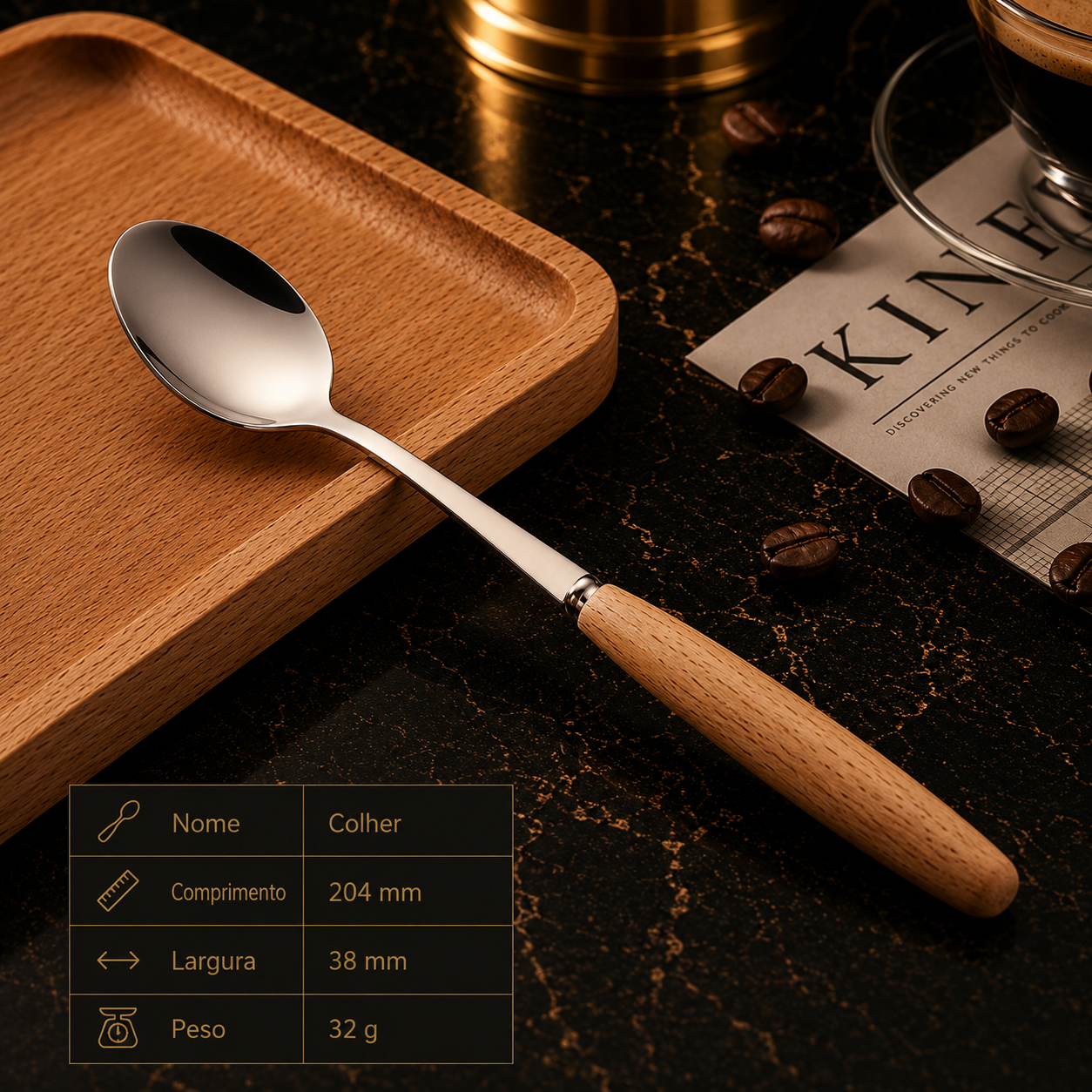 Western Stainless Steel Cutlery with Beechwood Handle – Knife, Fork, Spoon Set