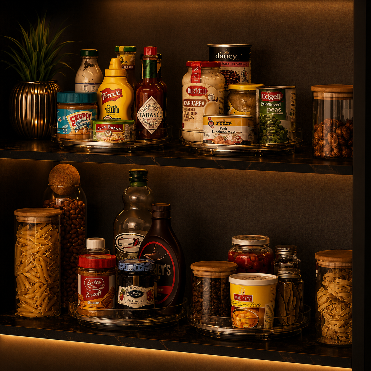 Lazy Susan Transparente Rotativa – Rotação 360° para Armários, Despensa e Frigorífico