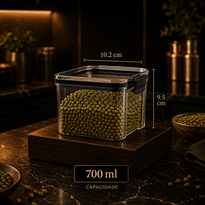 Recipientes Herméticos Transparentes – Grande Capacidade, Resistente à Humidade