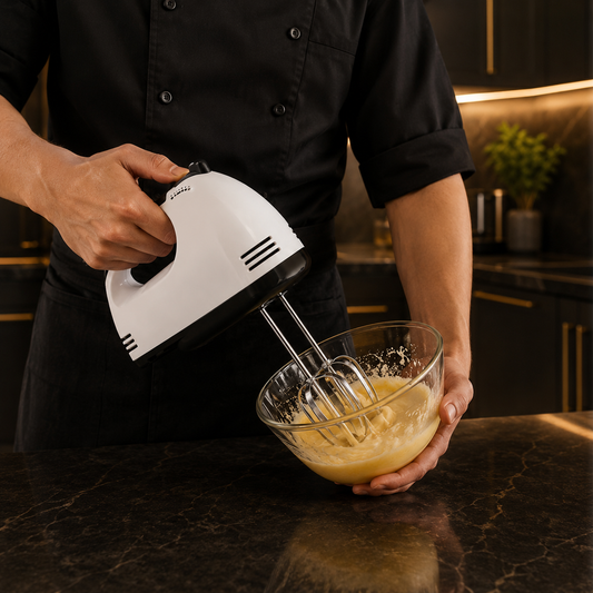 Batedeira Elétrica Portátil 7 Velocidades – Mini Misturadora para Ovos, Natas e Preparações de Cozinha