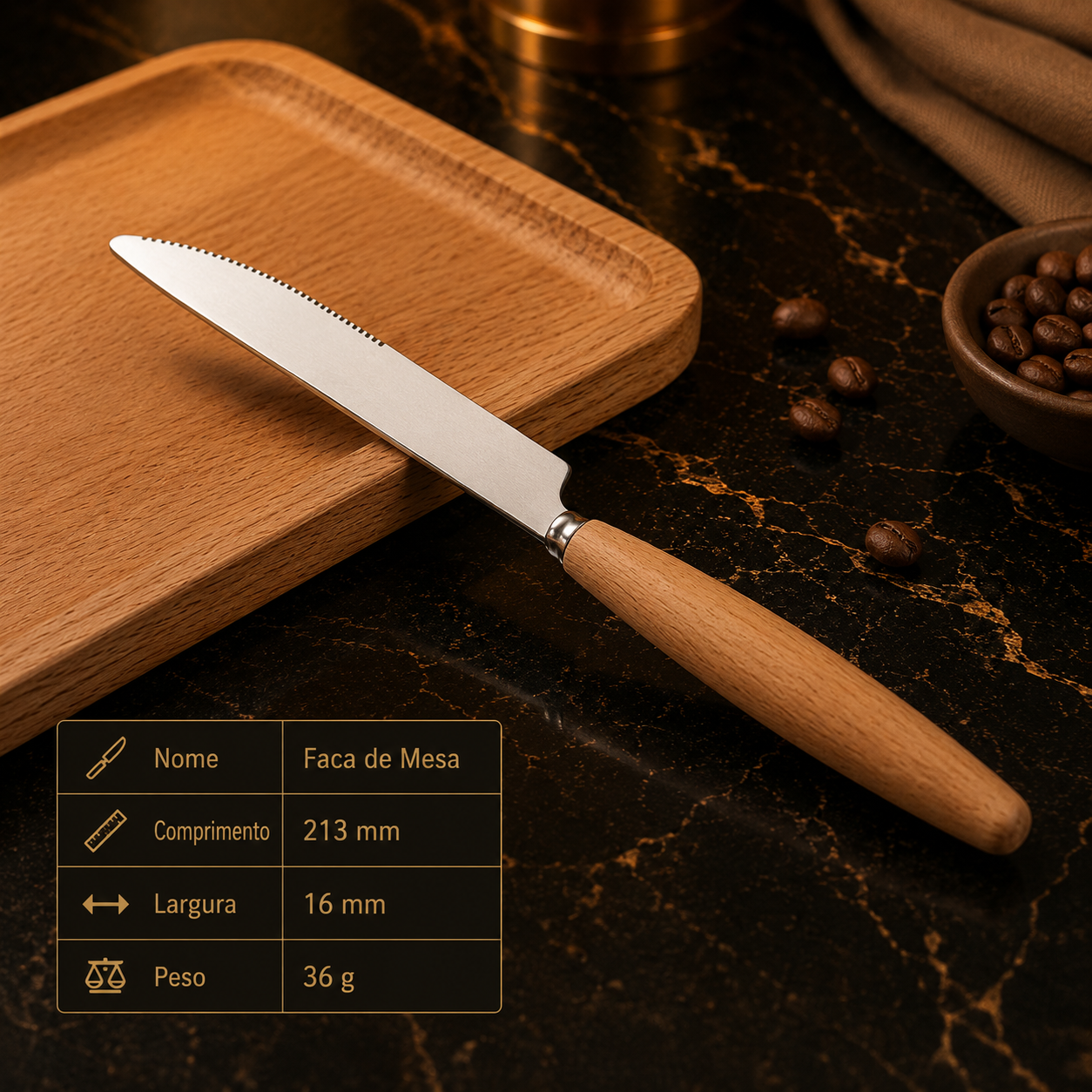 Western Stainless Steel Cutlery with Beechwood Handle – Knife, Fork, Spoon Set