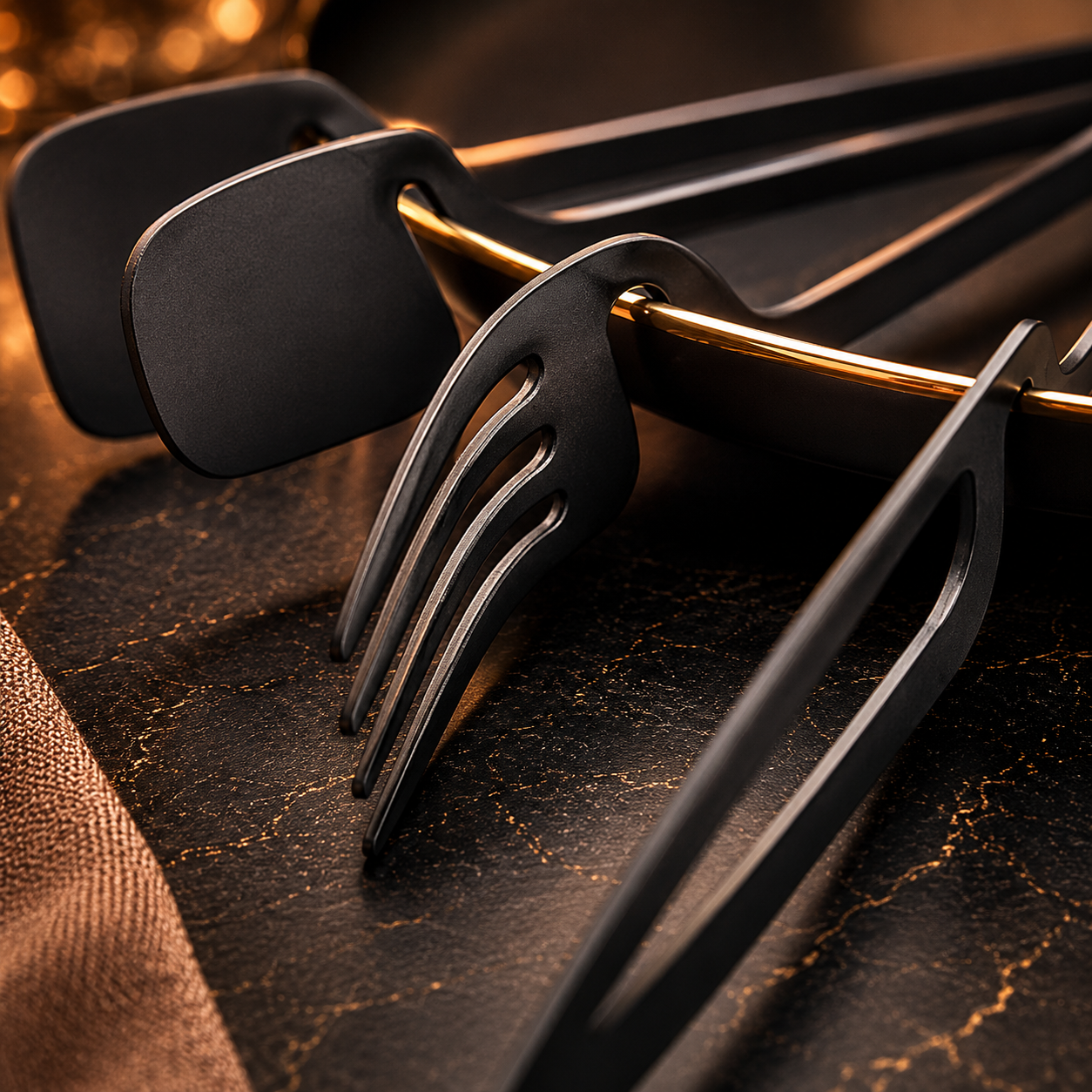 Matte Black Stainless Steel Cutlery Set - 20/30/40 Pieces, Knife, Fork, Spoon