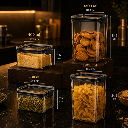 Recipientes Herméticos Transparentes – Grande Capacidade, Resistente à Humidade
