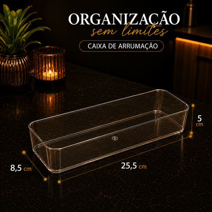 Organizador Transparente para Gaveta – Caixa de Arrumação para Cosméticos, Papelaria, Cozinha e Casa de Banho