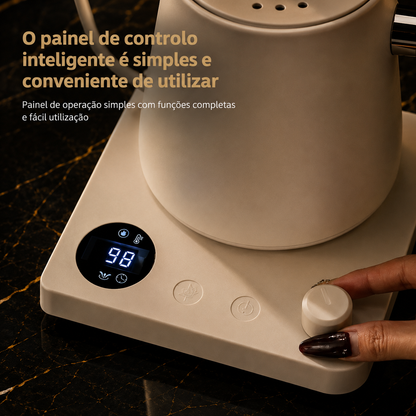 Chaleira Elétrica de Bico de Ganso milAlim 1000W – 1L, Aço 304, Ecrã LED, Controlo de Temperatura
