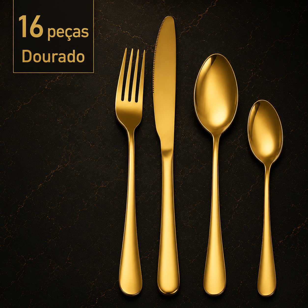 MYVIT - Conjunto de 16 Peças em Aço Inoxidável – Facas de Bife, Estilo Ocidental, Lavável na Máquina de Lavar Loiça