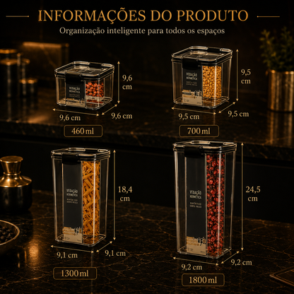 Recipientes Herméticos Transparentes – Grande Capacidade, Resistente à Humidade
