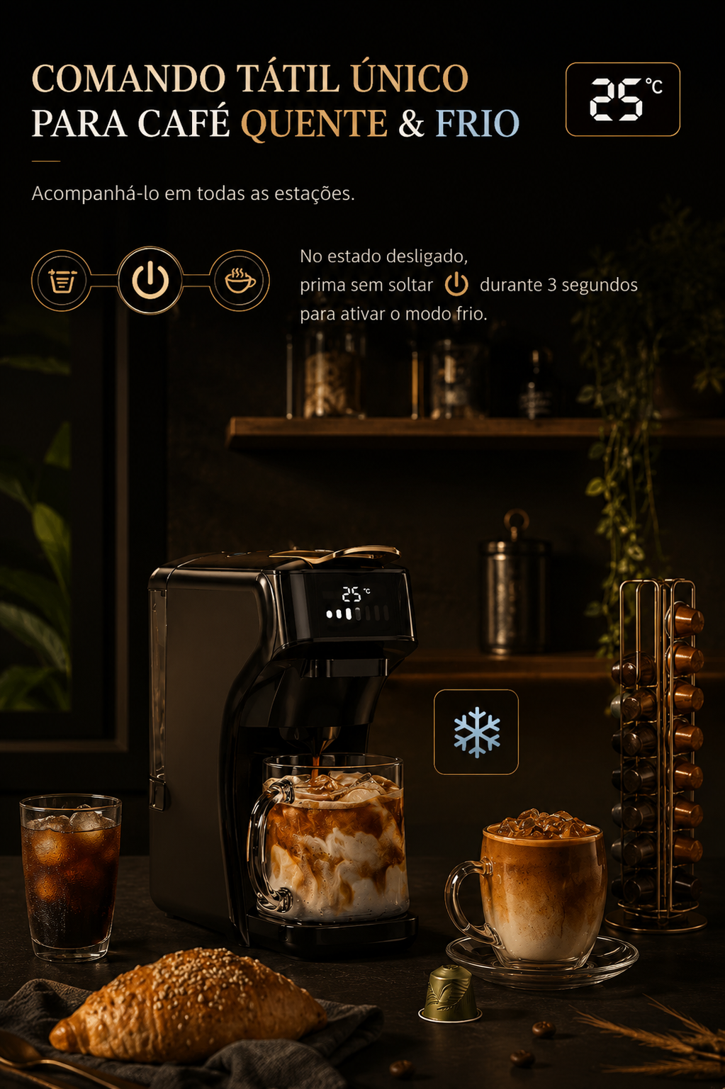 Máquina de Café HiBREW H1B 6 em 1 – 20 bar, Cápsulas Nespresso/Dolce Gusto e Café Moído