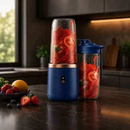Liquidificadora Portátil para Sumos e Batidos – Mini Garrafa Elétrica USB com 6 Lâminas