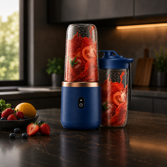 Liquidificadora Portátil para Sumos e Batidos – Mini Garrafa Elétrica USB com 6 Lâminas