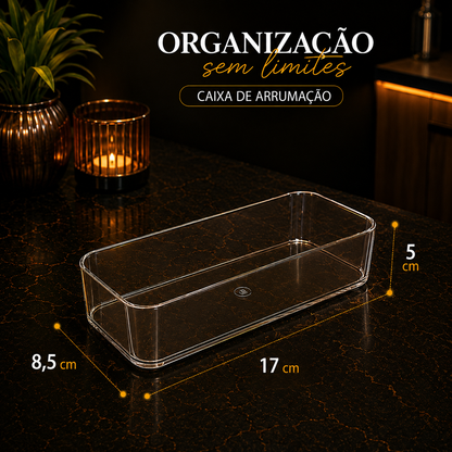 Organizador Transparente para Gaveta – Caixa de Arrumação para Cosméticos, Papelaria, Cozinha e Casa de Banho