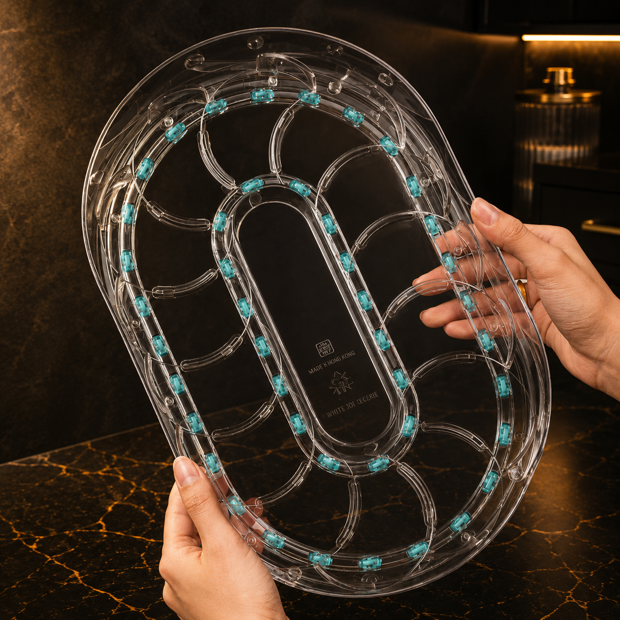 Caixa de Armazenamento Rotativa 360º para Frigorífico, Organizador Multifuncional de Especiarias, Bandeja Simples para Bebidas para Bancada de Cozinha