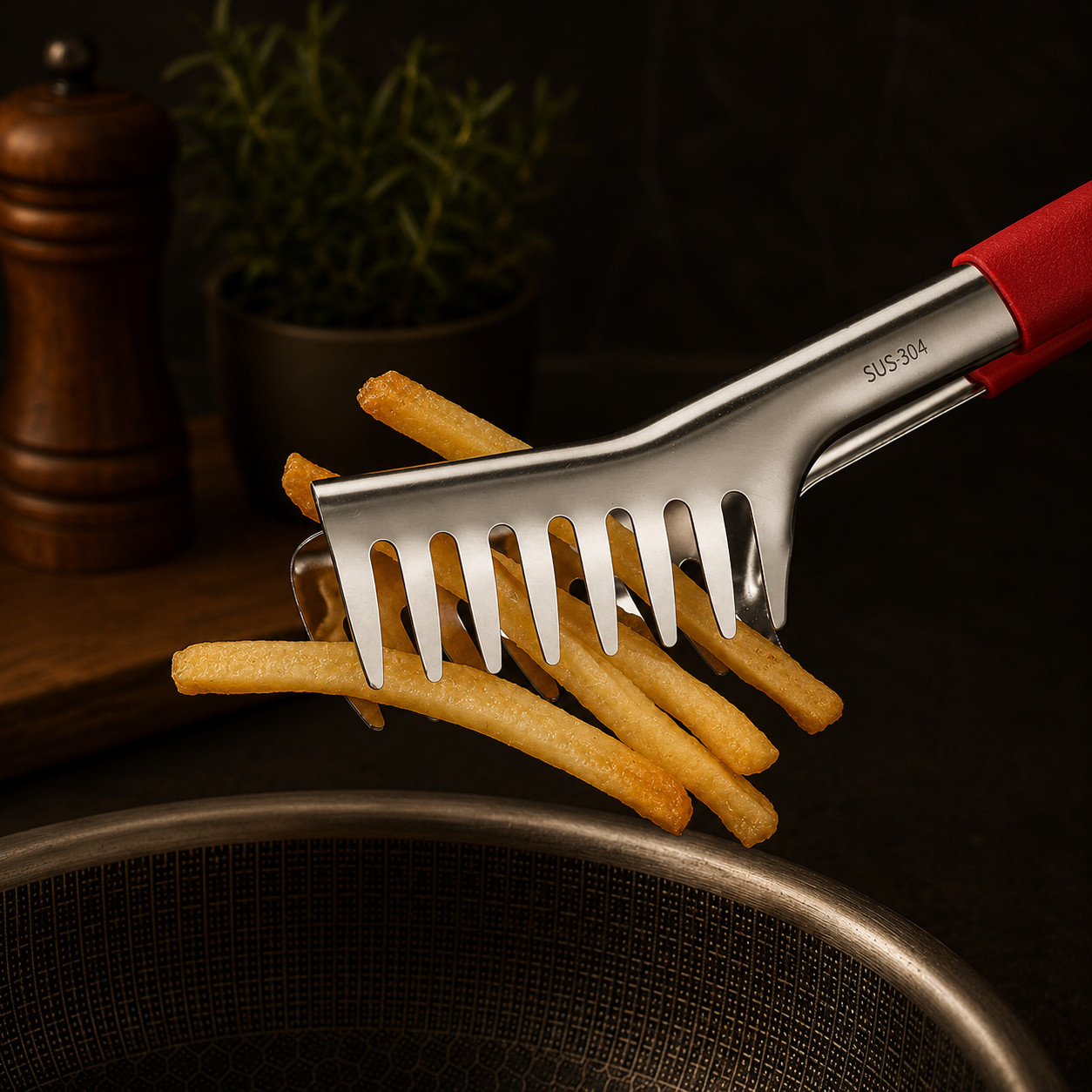 Pinça de Cozinha Aço Inoxidável 304 – Resistente ao Calor