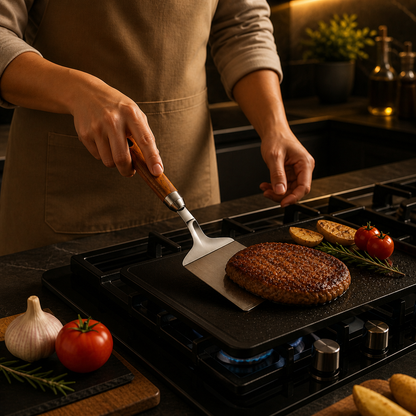 Stainless Steel Spatula with Wooden Handle – For Grilling, Pizza, and Pancakes