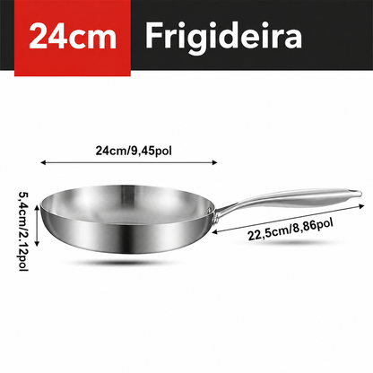 Conjunto Frigideiras JUSTINLAU Aço 304 – Antiaderente Natural, 5 Camadas, Indução