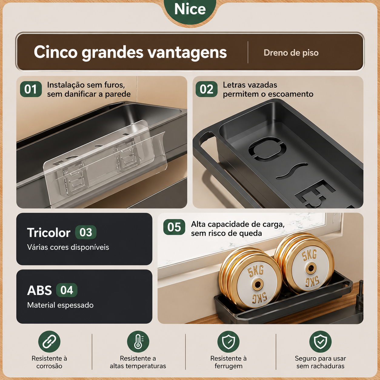Worktop Organiser for Kitchen Sink - Dish Drainer, Sponge and Soap Holder, Non-Slip