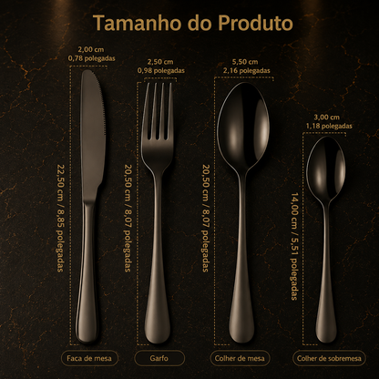 MYVIT - Conjunto de 16 Peças em Aço Inoxidável – Facas de Bife, Estilo Ocidental, Lavável na Máquina de Lavar Loiça