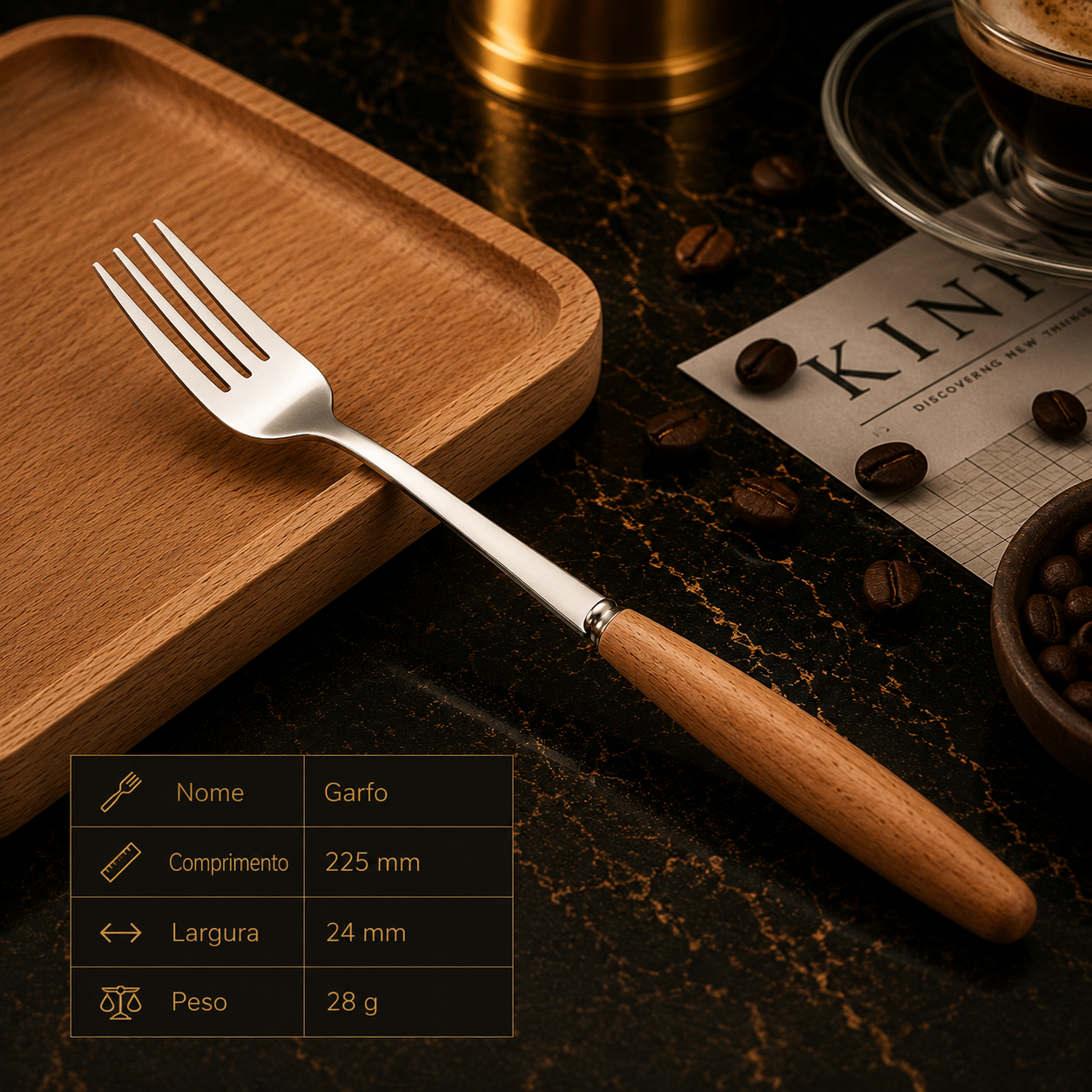 Western Stainless Steel Cutlery with Beechwood Handle – Knife, Fork, Spoon Set