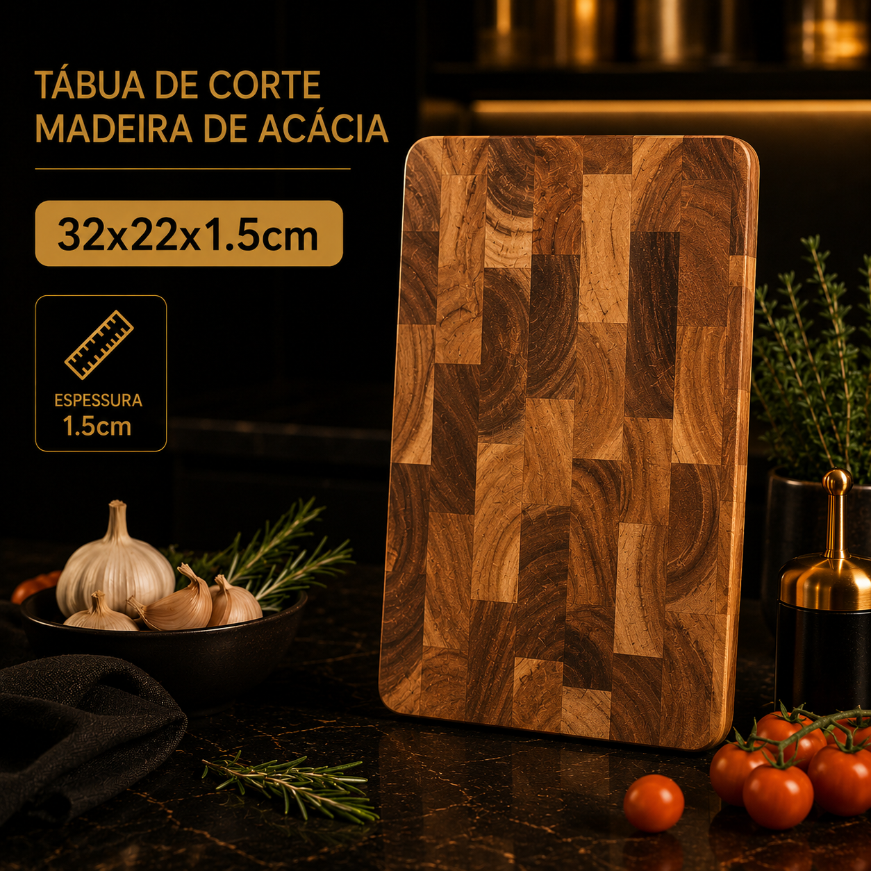 Premium Acacia Wood Double-Sided Chopping Board – Non-Slip and Moisture-Proof