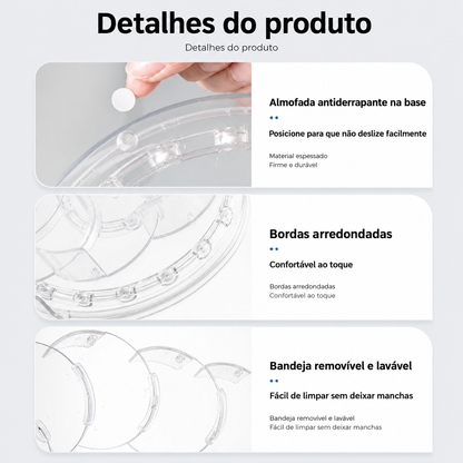 Caixa de Armazenamento Rotativa 360º para Frigorífico, Organizador Multifuncional de Especiarias, Bandeja Simples para Bebidas para Bancada de Cozinha