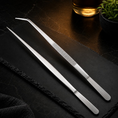 Set of 2 Professional Stainless Steel Tweezers
