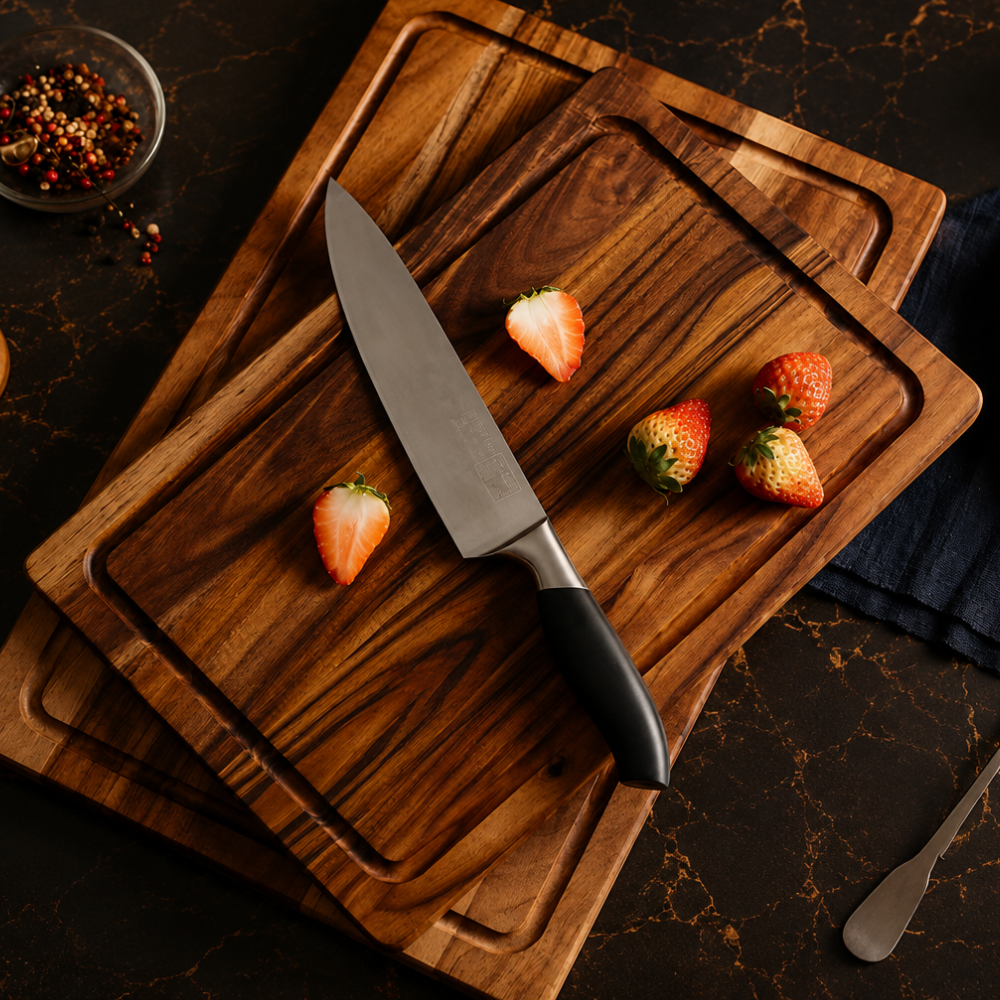 Acacia Wood Chopping Board – With Juice Groove, Durable, for Meat, Fruit and Cheese