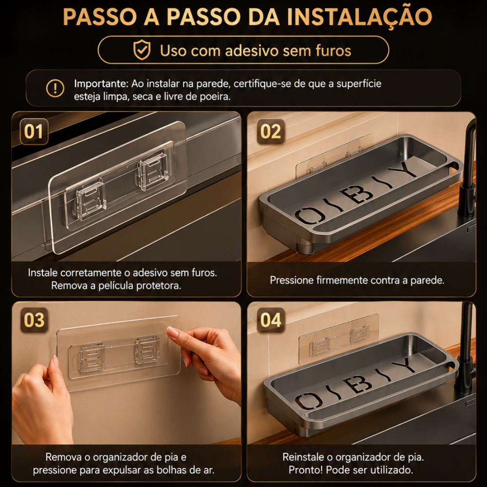 Worktop Organiser for Kitchen Sink - Dish Drainer, Sponge and Soap Holder, Non-Slip
