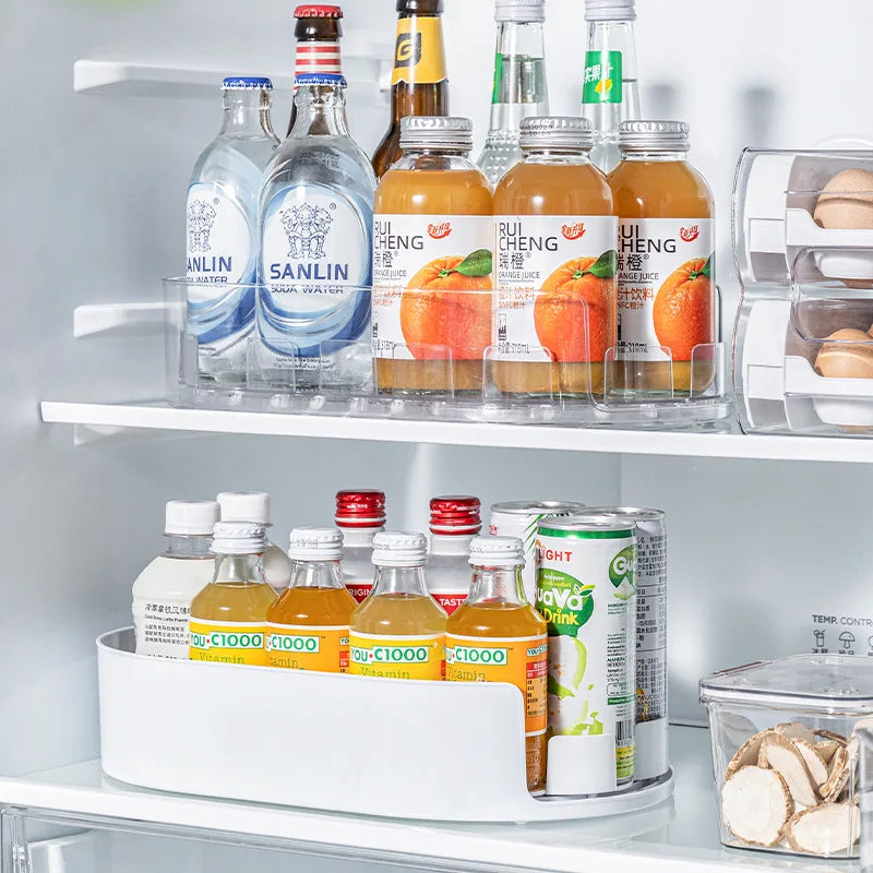 Caixa de Armazenamento Rotativa 360º para Frigorífico, Organizador Multifuncional de Especiarias, Bandeja Simples para Bebidas para Bancada de Cozinha