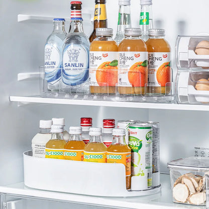 Caixa de Armazenamento Rotativa 360º para Frigorífico, Organizador Multifuncional de Especiarias, Bandeja Simples para Bebidas para Bancada de Cozinha