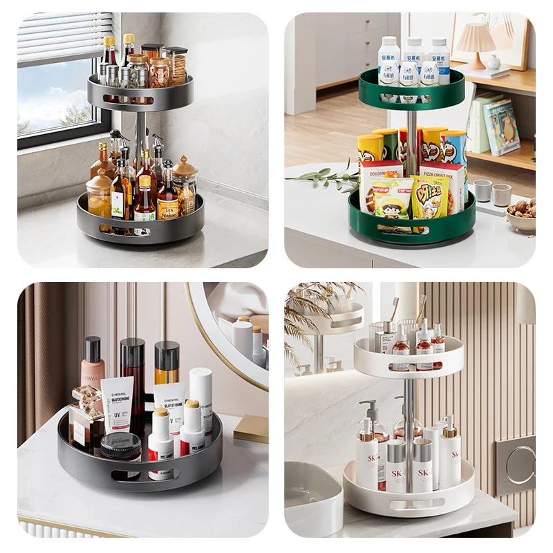 Prateleira de Especiarias Rotativa 360° em Aço Carbono Lazy Susan Organizador Giratório para Despensa Armário Bancada