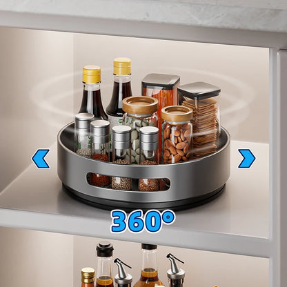 Prateleira de Especiarias Rotativa 360° em Aço Carbono Lazy Susan Organizador Giratório para Despensa Armário Bancada