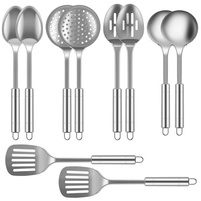 5/10 Peças Utensílios de Cozinha em Aço Inoxidável – Espátulas, Colheres e Acessórios de Cozinha Premium
