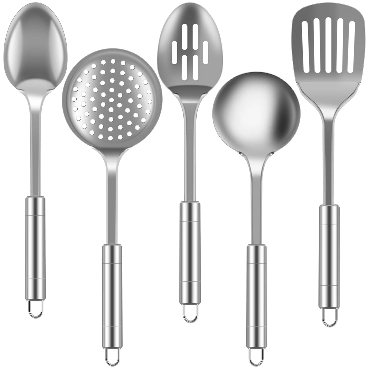 5/10 Peças Utensílios de Cozinha em Aço Inoxidável – Espátulas, Colheres e Acessórios de Cozinha Premium