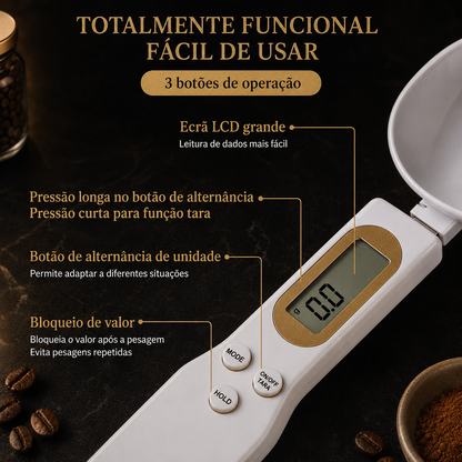 Colher Balança Digital Mini kitchya – 0.1g-500g, LCD, para Café, Leite e Farinha