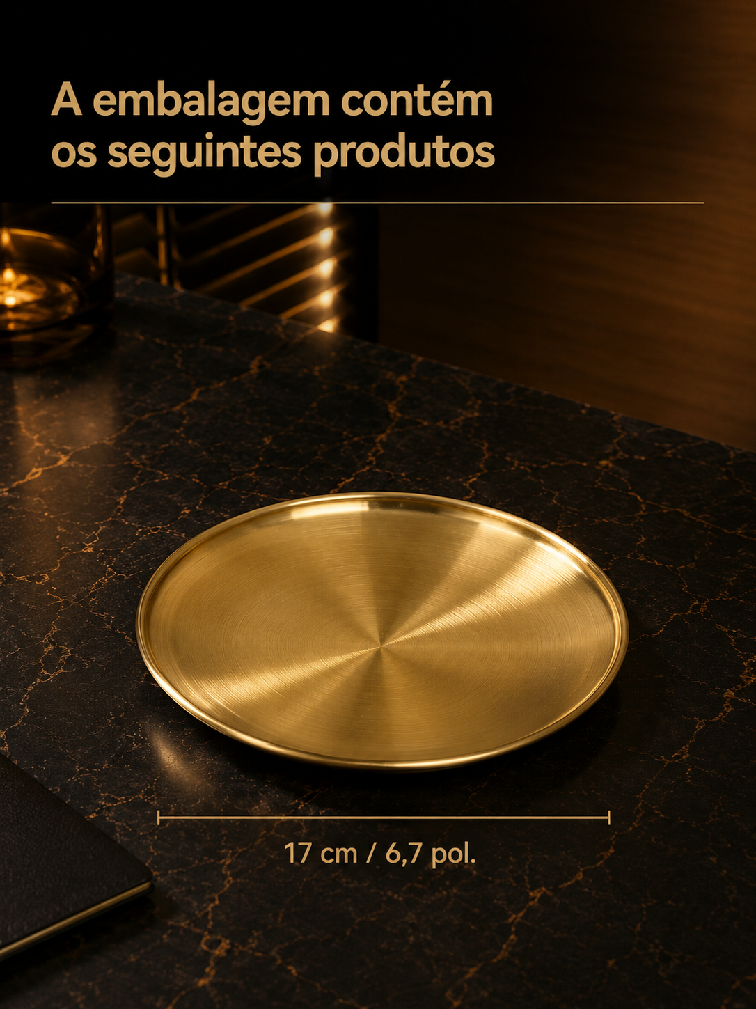 Thickened Stainless Steel Golden Round Plate – Flat Bottom, for Fruit, Cake, BBQ, and Desserts