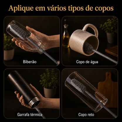 Silicone Rotary Brush – Long Handle, for Cups and Utensils