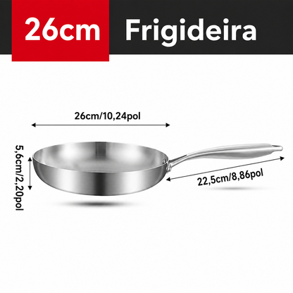 Conjunto Frigideiras JUSTINLAU Aço 304 – Antiaderente Natural, 5 Camadas, Indução
