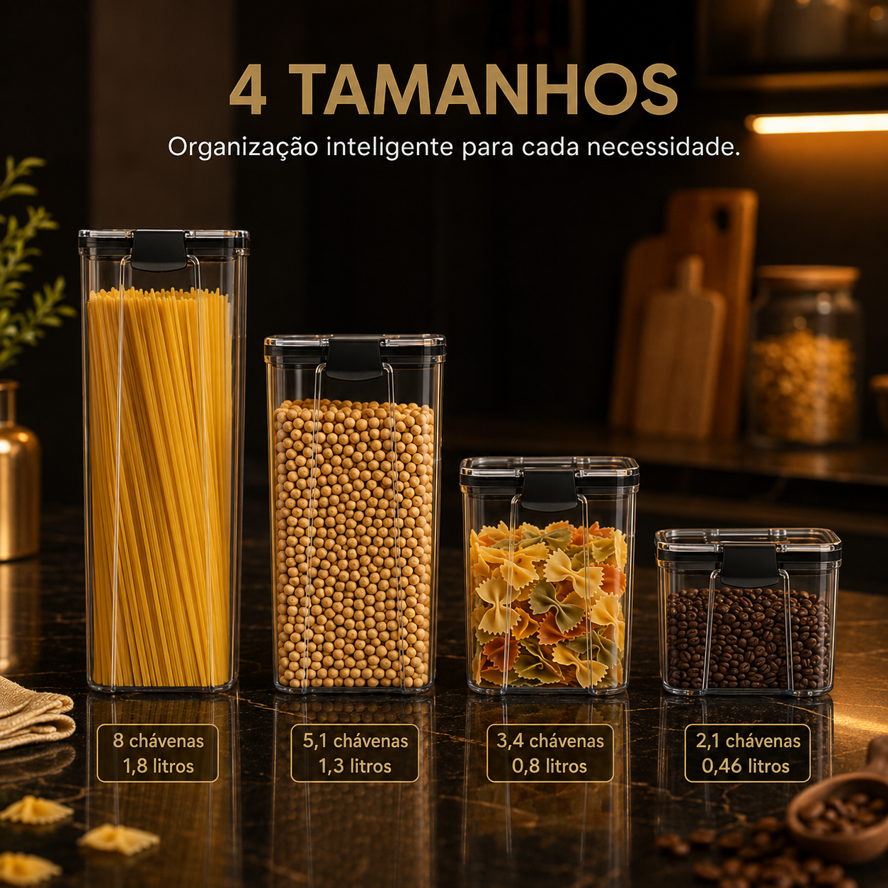 Recipientes Herméticos Transparentes – Grande Capacidade, Resistente à Humidade